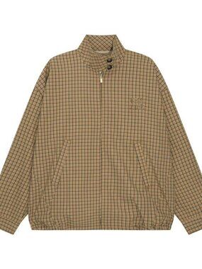 Miu Miu Men's Checked Windbreaker Jacket - Tan with Black Grid